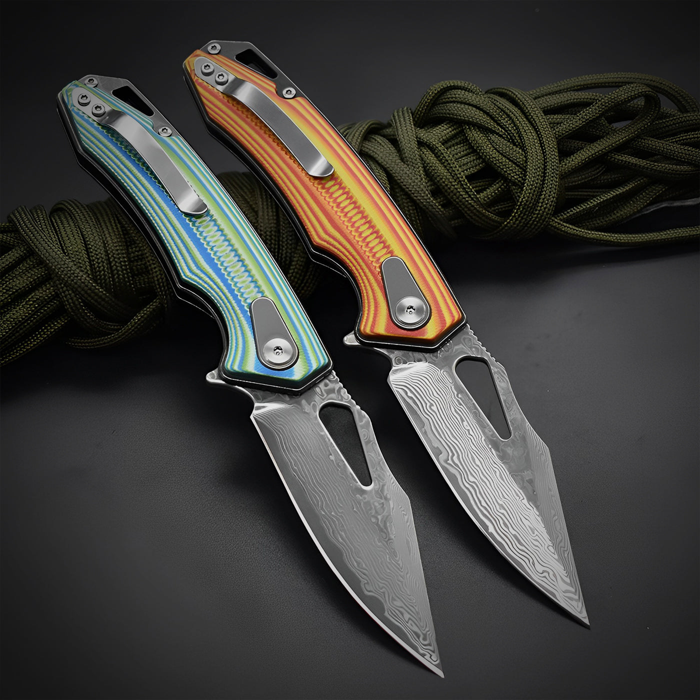 Rainbow Serpent Knife | Damascus Steel Blade with Artistic Design