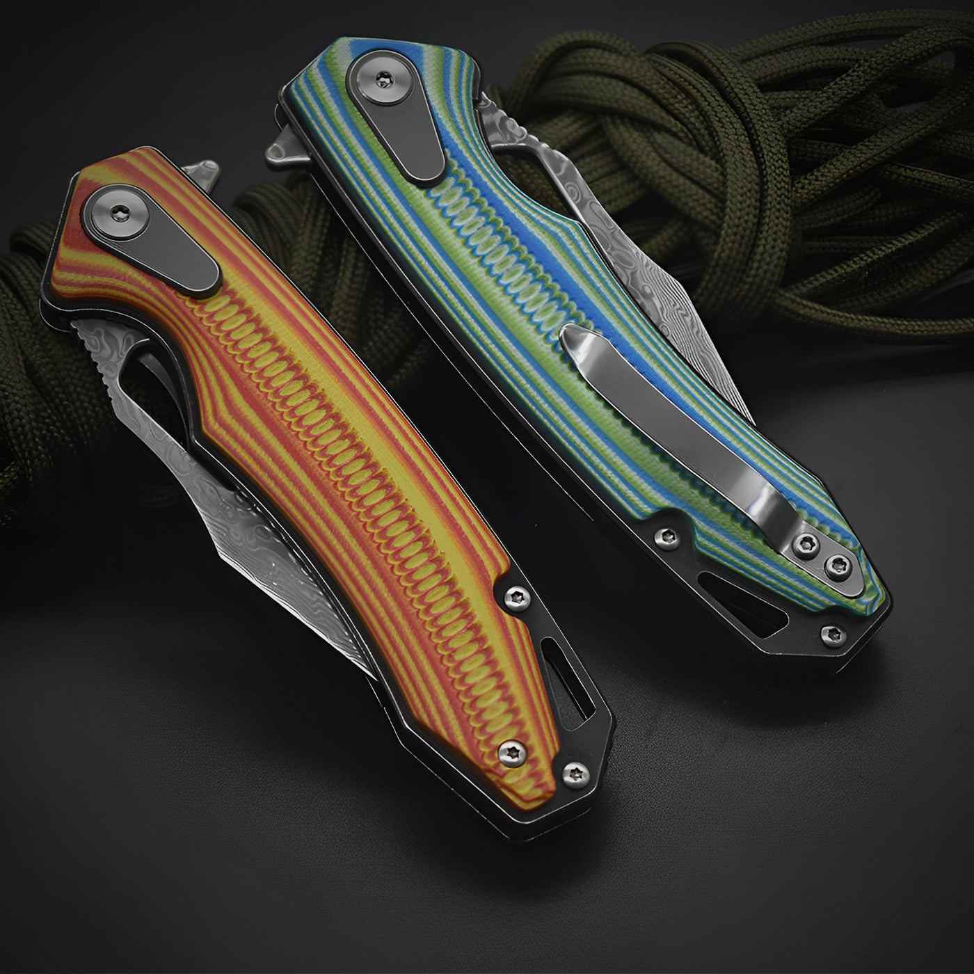Rainbow Serpent Knife | Damascus Steel Blade with Artistic Design