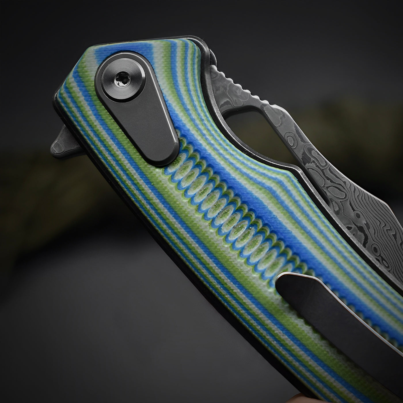 Rainbow Serpent Knife | Damascus Steel Blade with Artistic Design